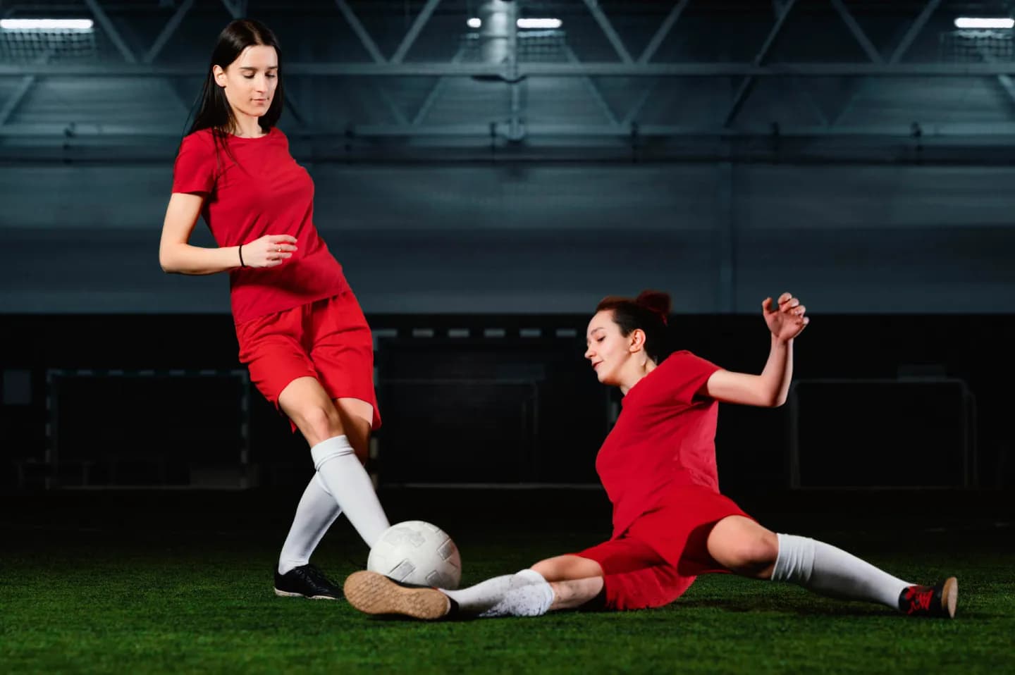 Two players warming up before a match